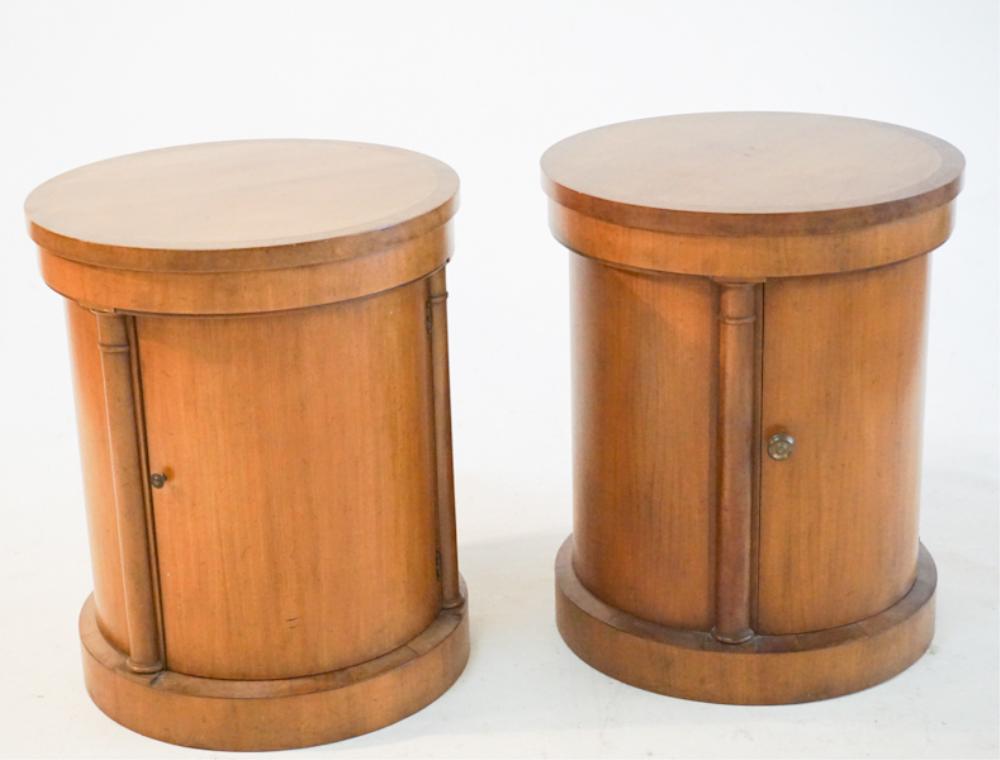 Pair Baker Cylinder Regency Style Side Tables (1 of 3)
