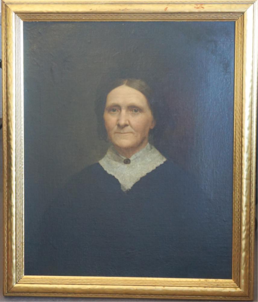 American School: Early 19th century. Portrait of a woman having been very well executed. The piece is housed in a fine early 20th century gilt frame as well. It has been backed with an artist board and conserved profe