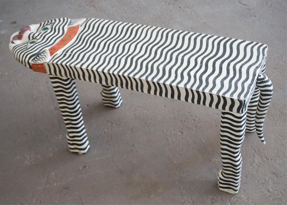 Charming Folk Art Carved & Painted Foot Stool (1 of 2)