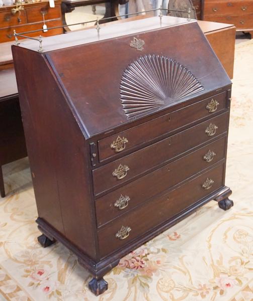 Chippendale Style Carved Mahogany Slant Front Desk (1 of 5)