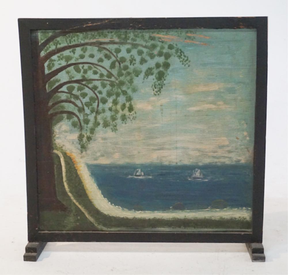 Antique American Folk Art Painted Fire Screen (1 of 2)