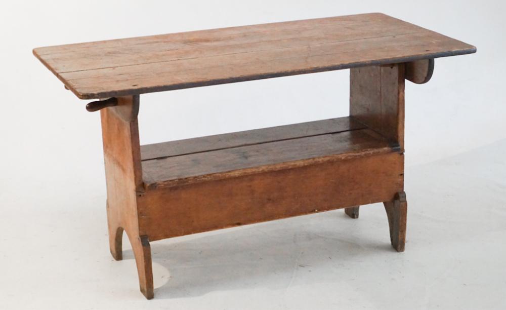 Pine Tilt Top Metamorphic Settle Hall Bench Table (1 of 4)