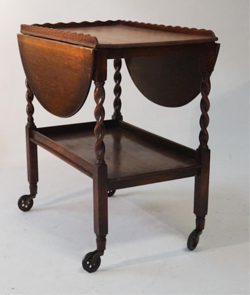 Antique English Oak Tea Cart or Trolly (1 of 2)