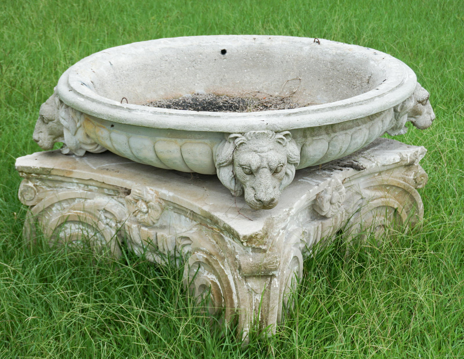 Antique Cast Stone Garden Fountain on Stand (1 of 5)