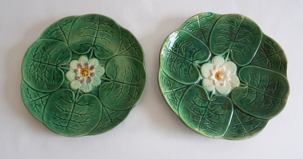 Antique French Majolica Glazed Lilly Pad Dishes (1 of 2)