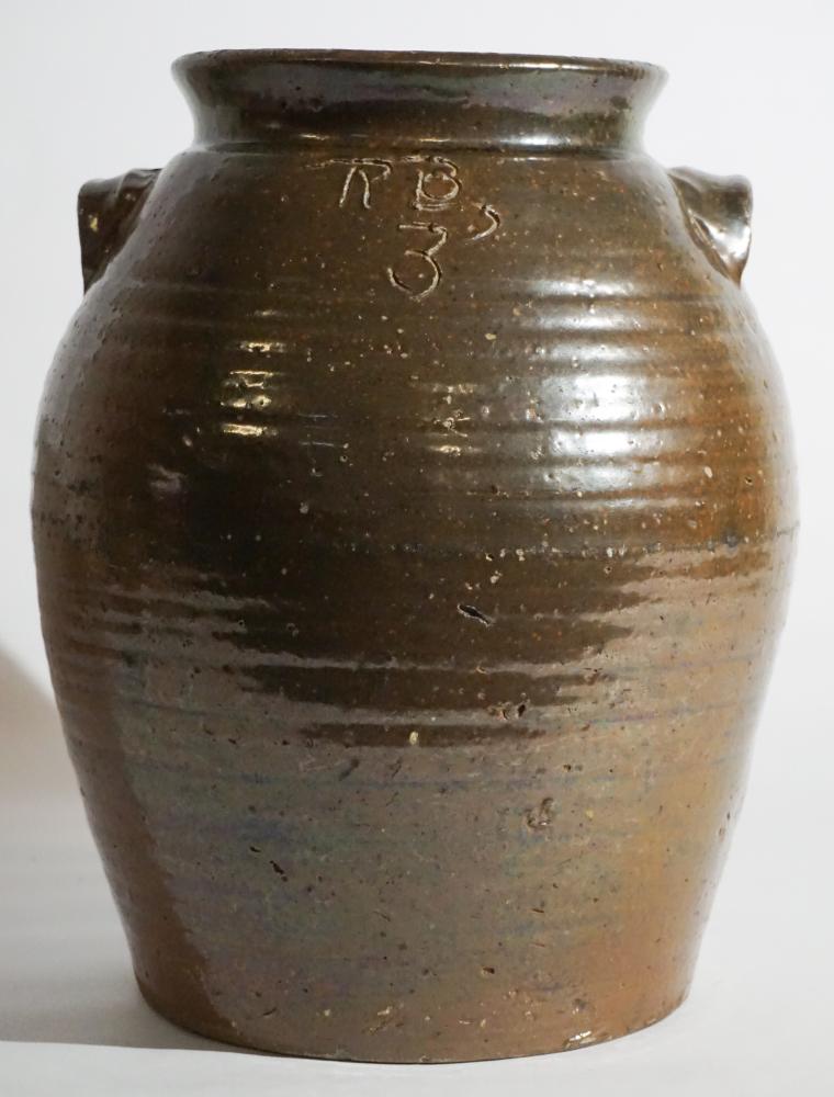 Signed Southern Stoneware Storage Jar (1 of 3)