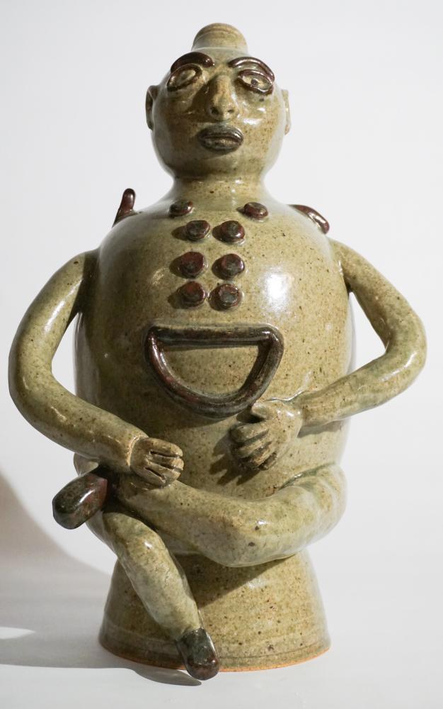 Striking Southern Figural Stoneware Vessel (1 of 4)