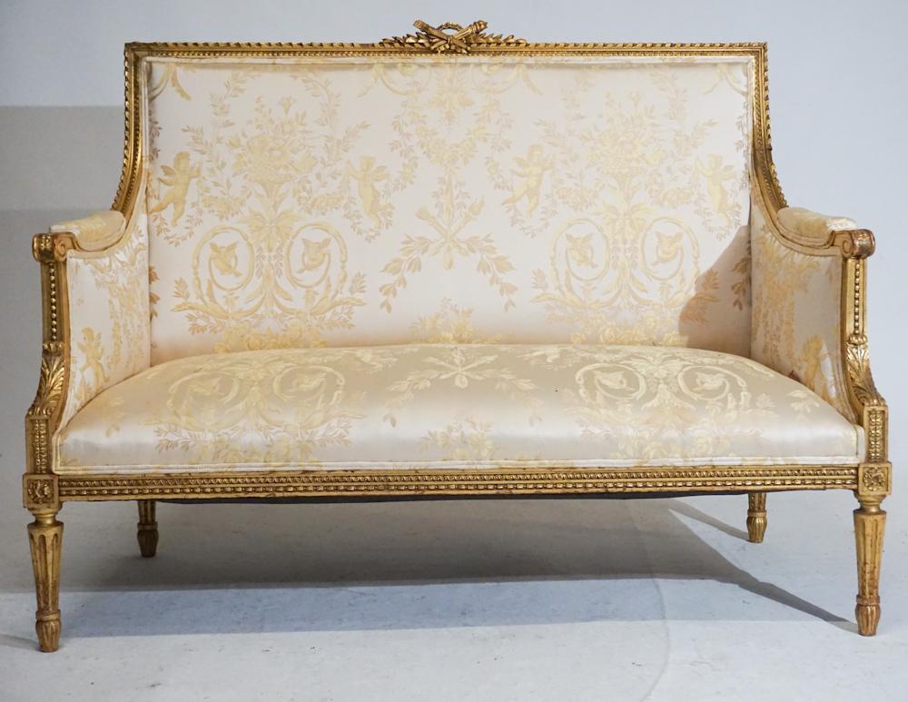 Handsome Antique French Carved & Gilt Wood Settee (1 of 9)