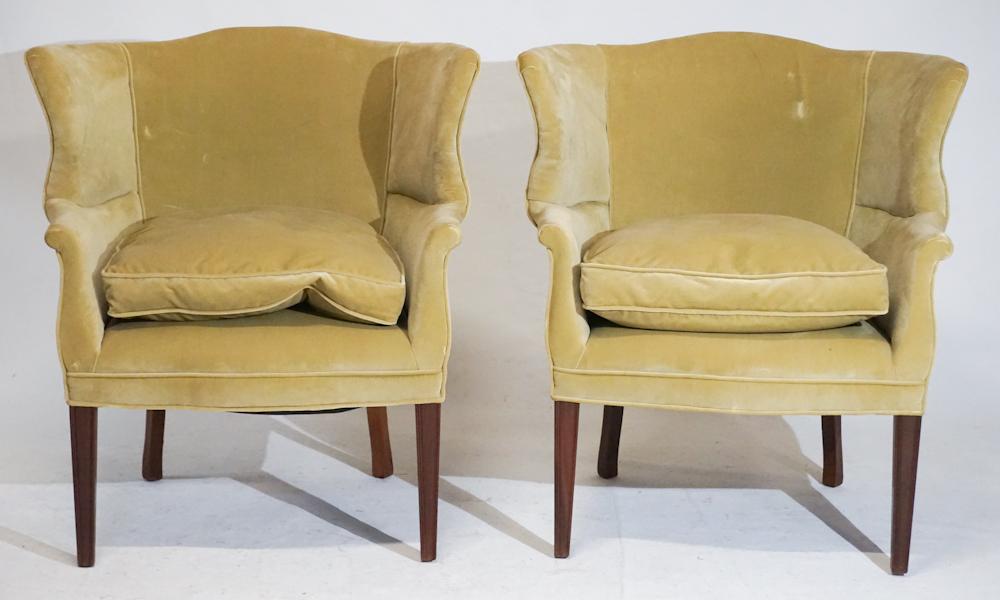 Pair Federal Mahogany Upholstered Easy Chairs (1 of 2)