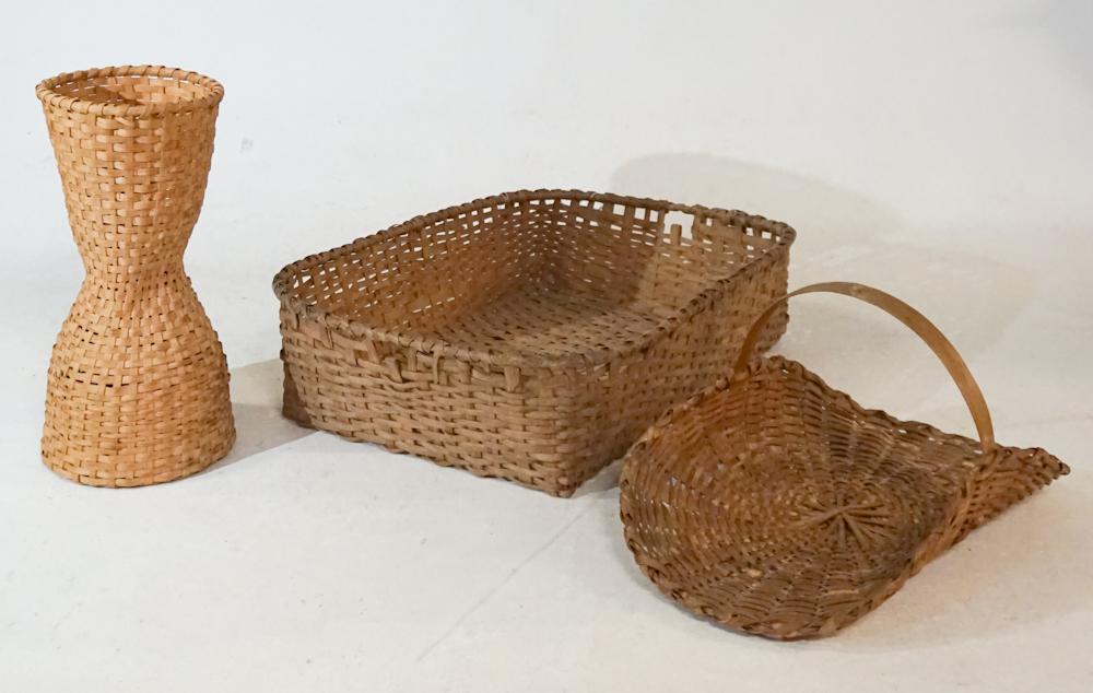 Collection Three Vintage Split Wood Woven Baskets (1 of 1)