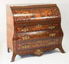 Fine Dutch Marquetry Inlaid Bombay Roll Top Desk