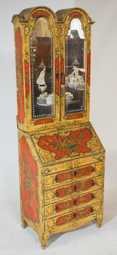 Fine French or Italian Polychrome Secretary Desk (1 of 8)