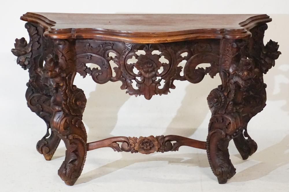 Anglo Indian Carved Fruitwood Console Table (1 of 4)
