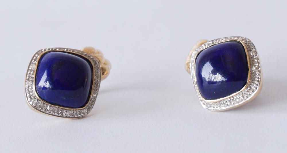 Fine 14k Gold, Lapis & Diamond Earrings (1 of 2)