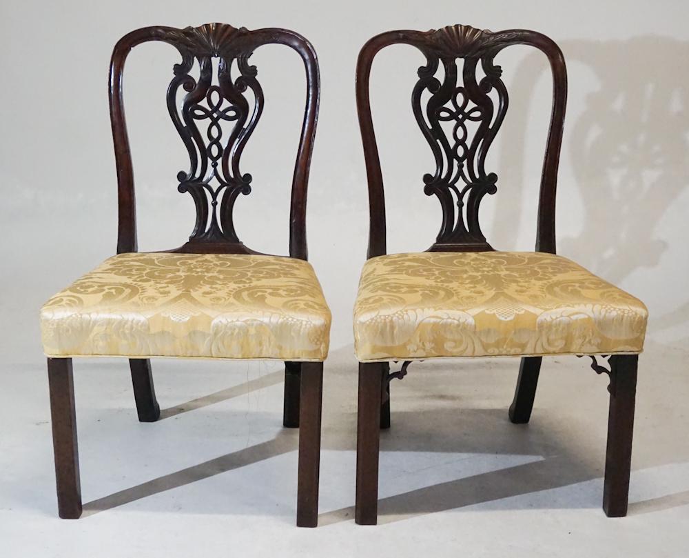 Pair George III Carved Mahogany Side Chairs (1 of 3)
