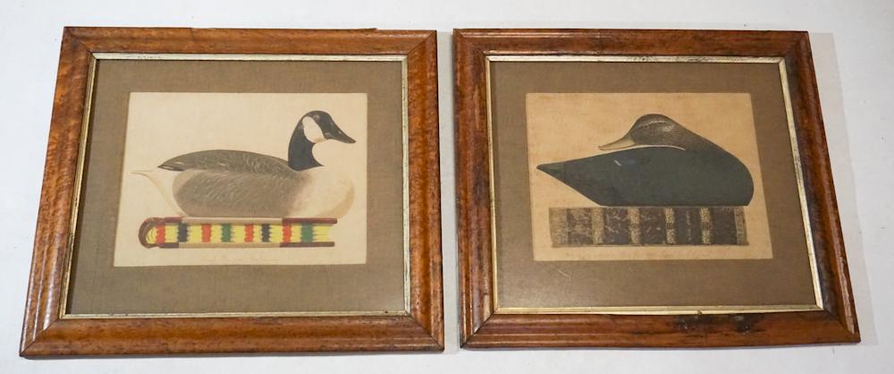 Pair Antique Canal Press Duck Decoy Lithographs (1 of 4)