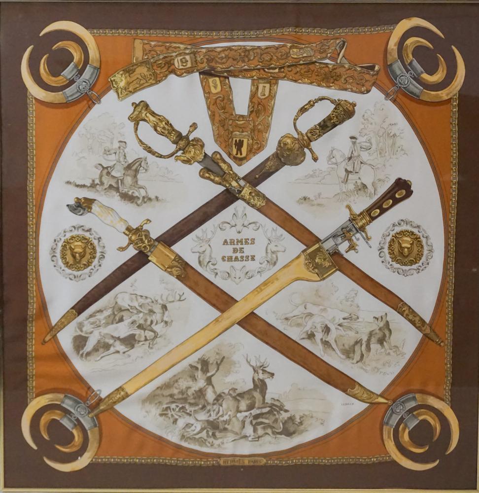 Vintage Hermes Sporting Scarf Framed For Display (1 of 4)