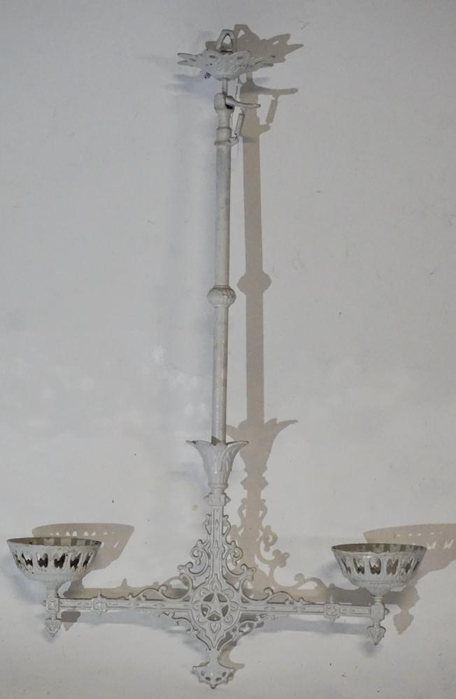 Charming Antique Cast Iron Hanging Parlor Light (1 of 3)