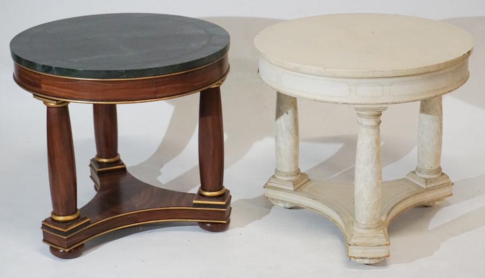 Pair Custom Neoclassical Faux Painted Side Tables (1 of 3)