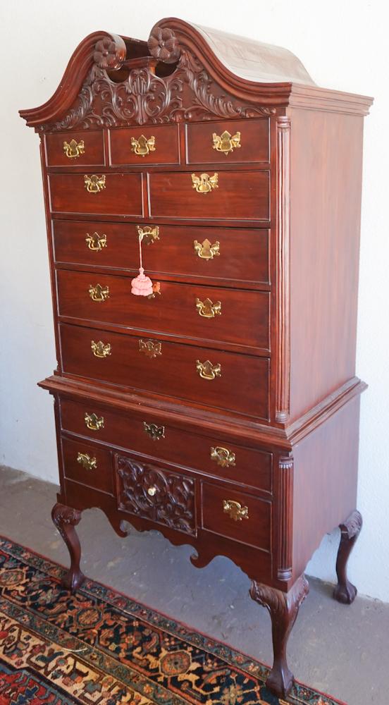 Chippendale Style Carved Mahogany High Boy (1 of 4)