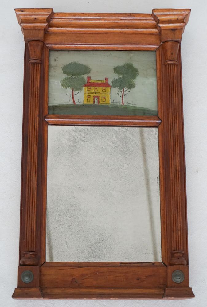 Federal Cherry Wood Reverse Painted Looking Glass (1 of 3)