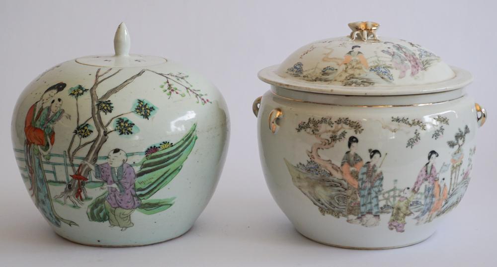 Two Antique Chinese Porcelain Lidded Jars (1 of 5)