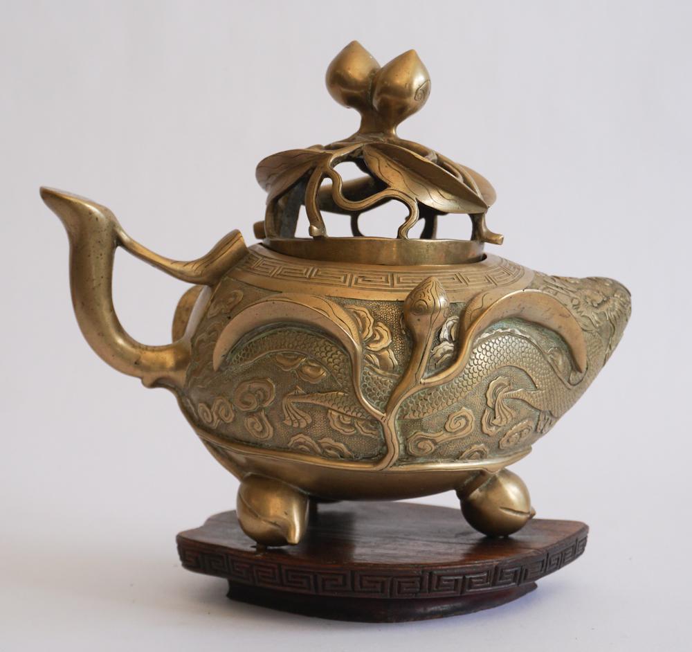 Antique Chinese Brass Incense Burner on Stand (1 of 6)