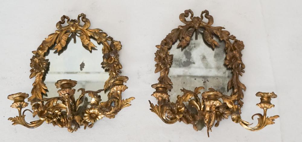 Fine Pair Rococo Style Gilt Brass Girandole Mirror (1 of 1)