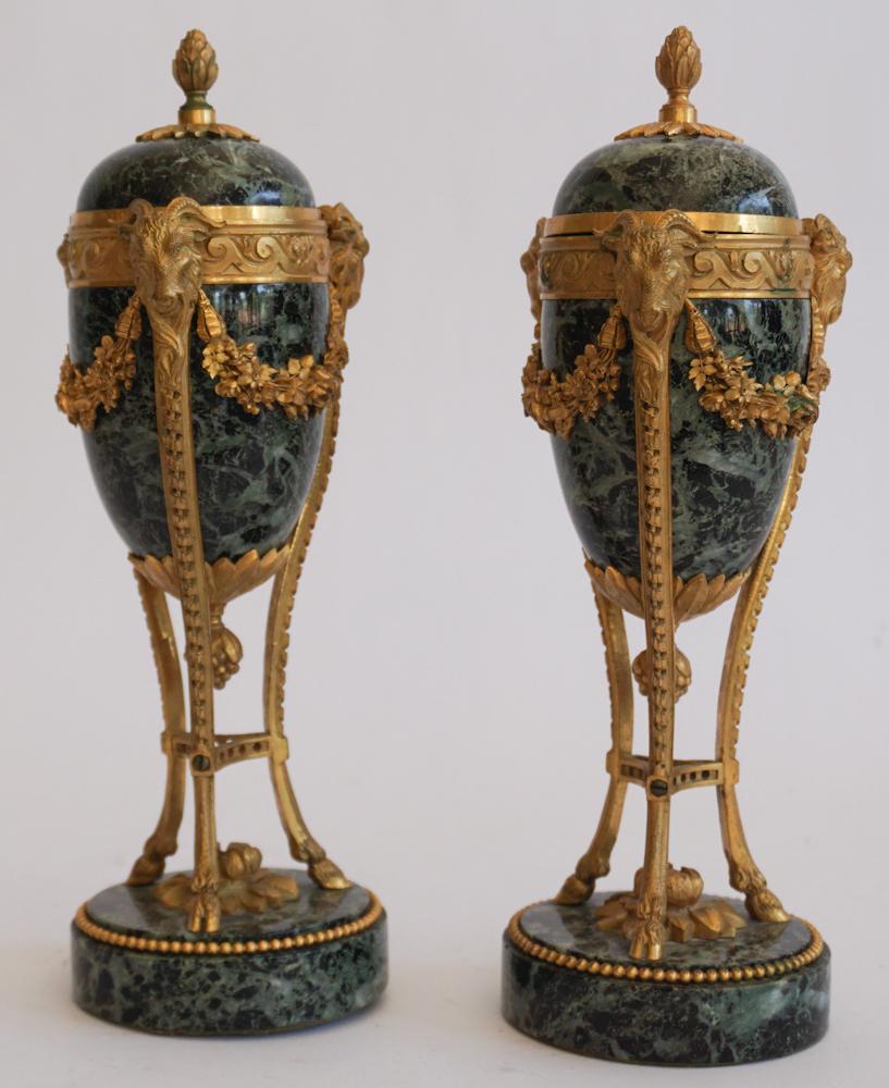 Pair French Empire Marble & Gilt Bronze Urns (1 of 6)