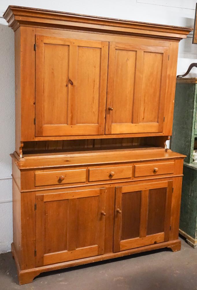 American Federal Pine Stepback Cupboard Auction
