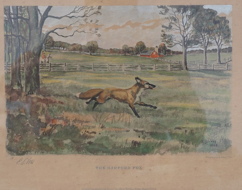 Edward Voss Pencil Signed Hunt Engraving (1 of 2)