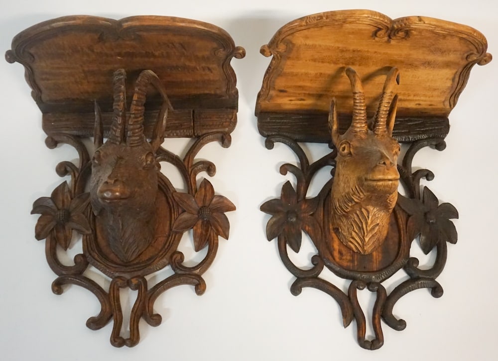 Fine Pair Antique German Black Forest Wall Shelves (1 of 5)