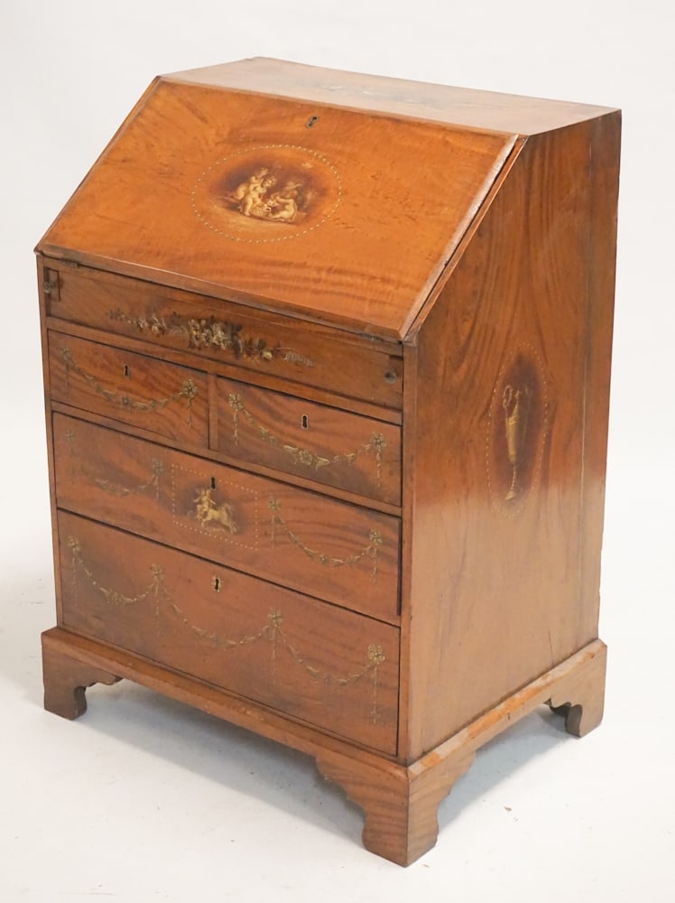 Heppelwhite Figured Fruitwood Slat Front Desk (1 of 7)