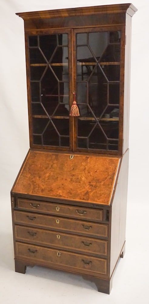 British George III Figured Walnut Secretary Bookcase (1 of 6)