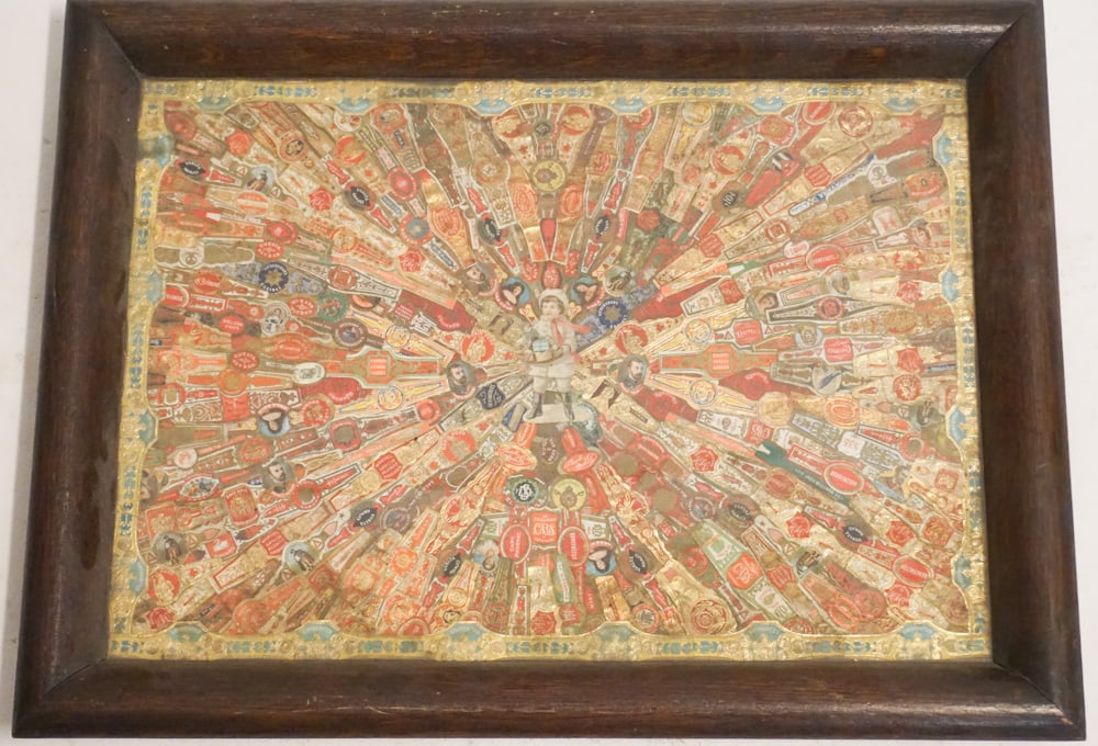 Antique Hand Made Cigar Band Serving Tray (1 of 3)