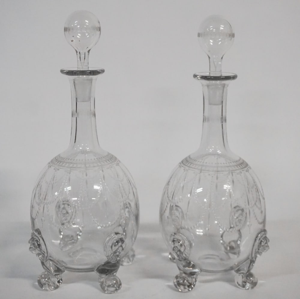 Pair Regency Blown Glass & Etched Decanters (1 of 3)
