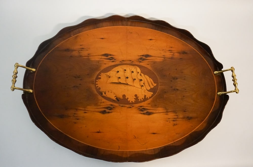 English Edwardian Yew & Satinwood Serving Tray (1 of 3)