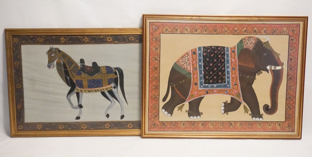 Two Deco Hand Painted Pictures on Silk (1 of 3)