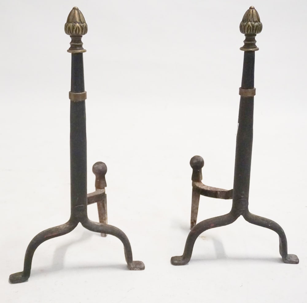 Handsome Pair Antique English or American Andirons (1 of 2)