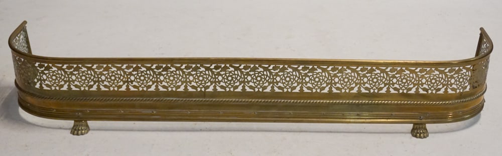 Antique English Pierced Brass Regency Fire Fender (1 of 3)