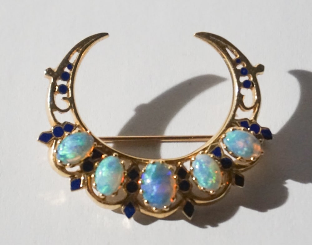 14k Gold Opal & Lapis Brooch (1 of 2)