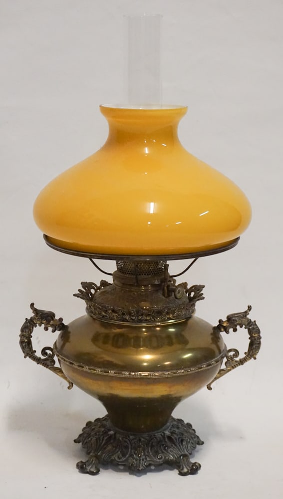 Antique Bradley & Hubbard Brass & Glass Fluid Lamp (1 of 3)