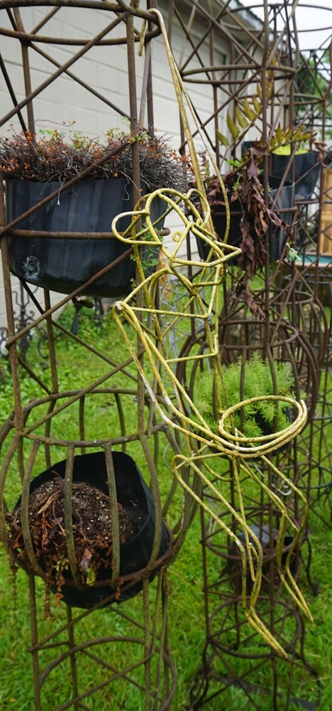 Set Three Deco Enameled Wire Monkey Plant Hangers (1 of 3)