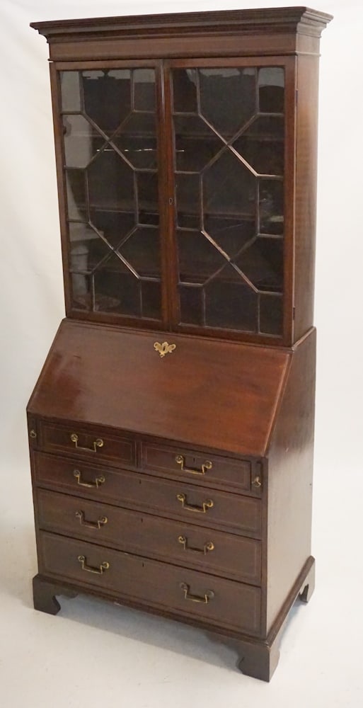 English George III Inlaid Mahogany Secretary Bookcase (1 of 7)