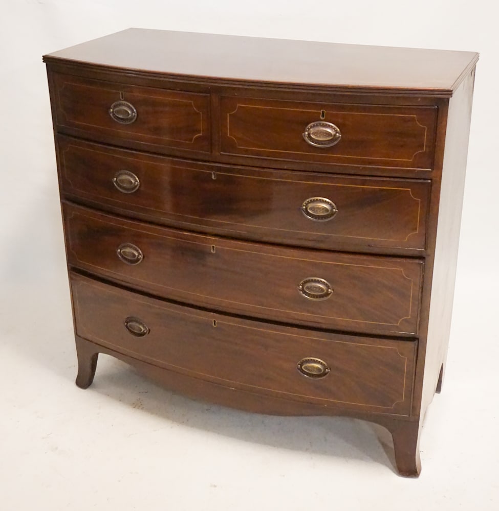 British George III Inlaid Mahogany Bow Front Chest (1 of 6)