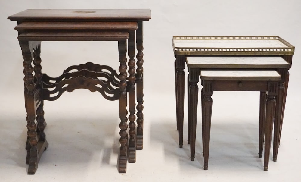 Two Sets Antique Nesting Tables (1 of 3)
