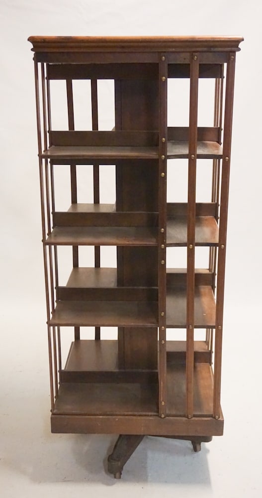 Antique English Parlor Rotating Library Stand (1 of 3)