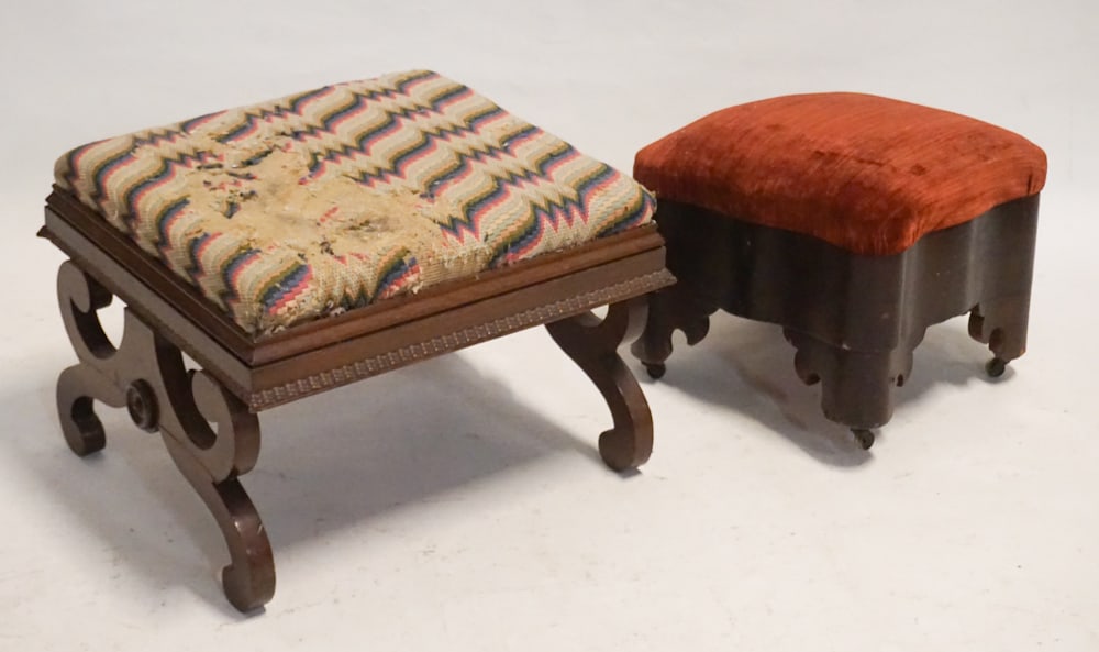 Two Classical Mahogany Foot Stools (1 of 2)
