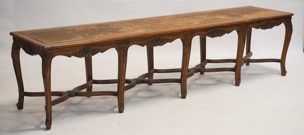 Antique French Carved Walnut & Caned Window Seat (1 of 3)