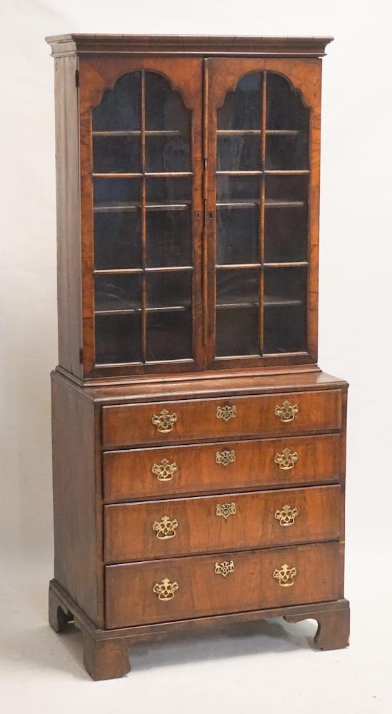 English George III Figured Walnut China Press (1 of 5)